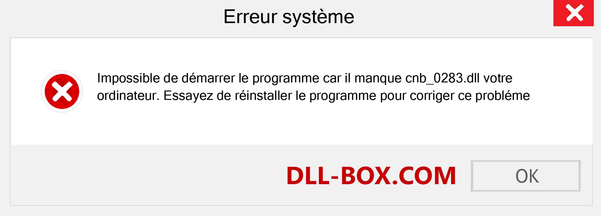 Le fichier cnb_0283.dll est manquant ?. Télécharger pour Windows 7, 8, 10 - Correction de l'erreur manquante cnb_0283 dll sur Windows, photos, images